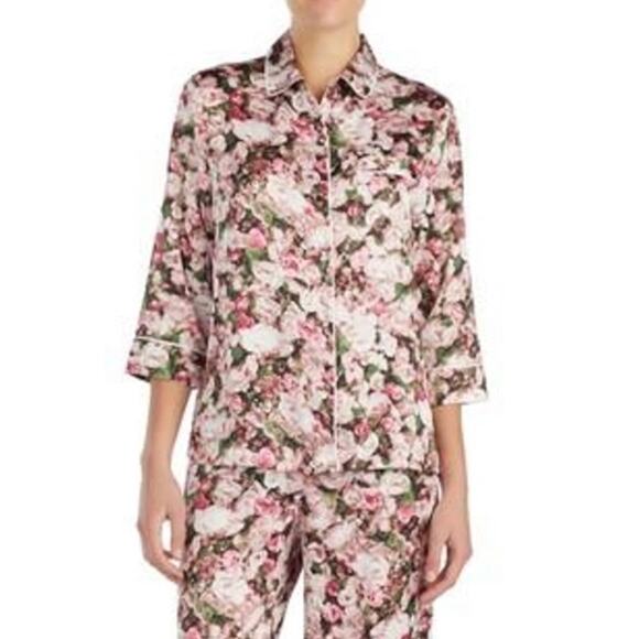 Kate Spade Womens Photoreal Bouquet Pajama Set Size Medium 3/4 Sleeve Crop Pants